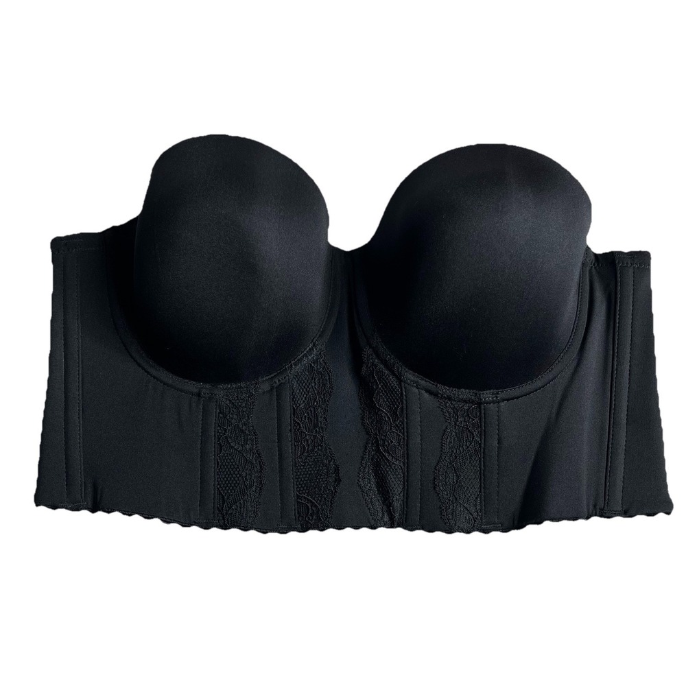 Parfait Women's Black Corset Longline Bra 38 C Underwire Strapless Formal
